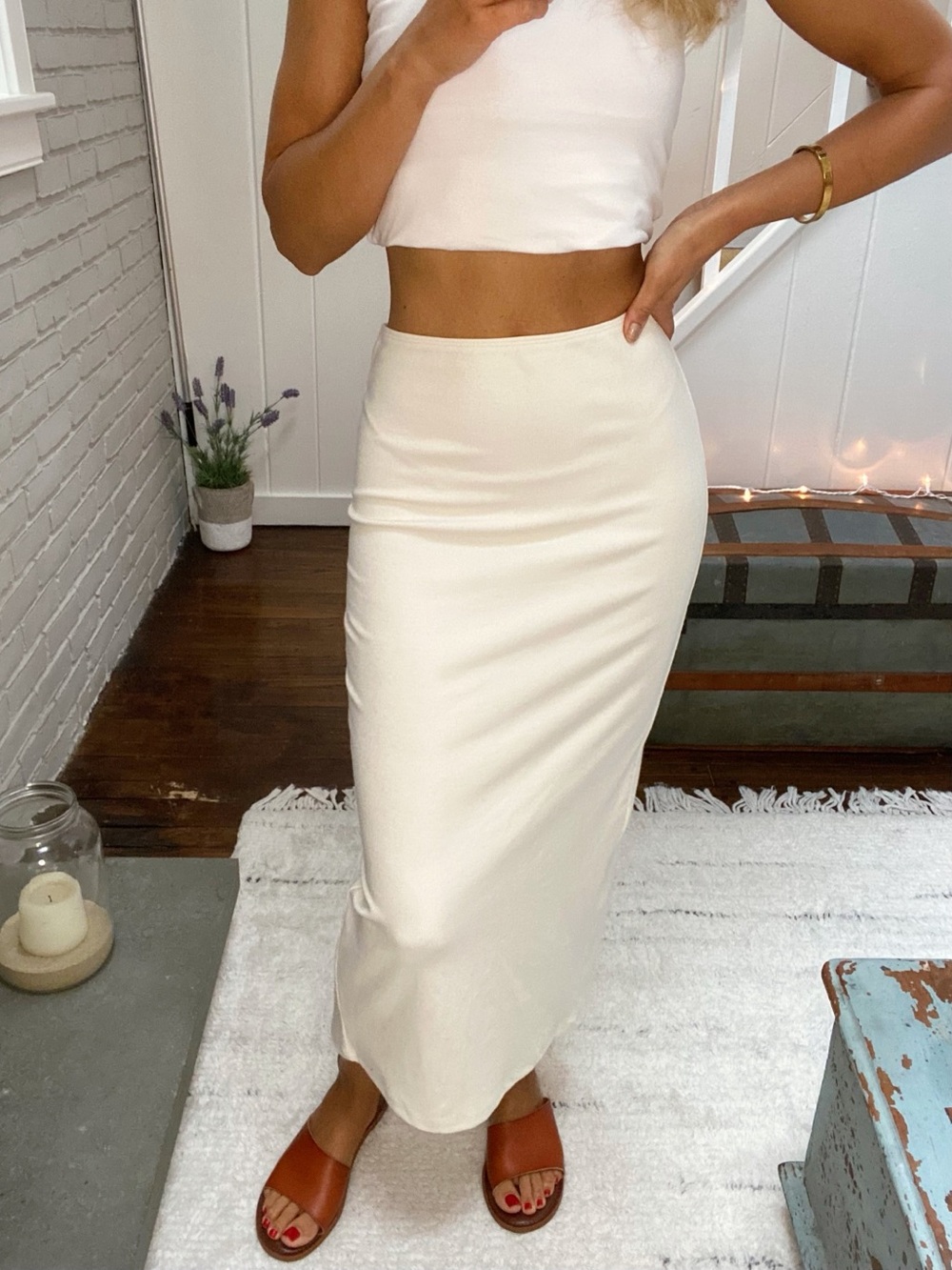 ZARA Cream Knit Back Slit Maxi Skirt! 🍂